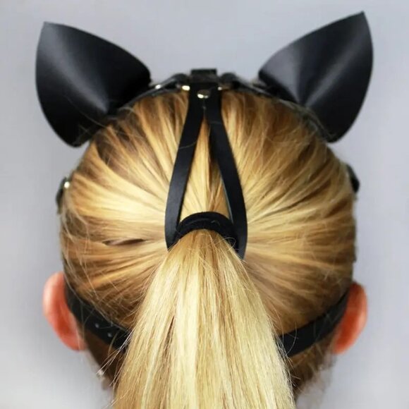 Cat Face Mask Leather Kinky Kitty Sexy Erotica Fetish Bondage Role Play Cosplay - Picture 5 of 5